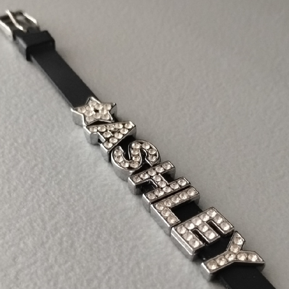 Black Bracelet with Silver Accents Personalized